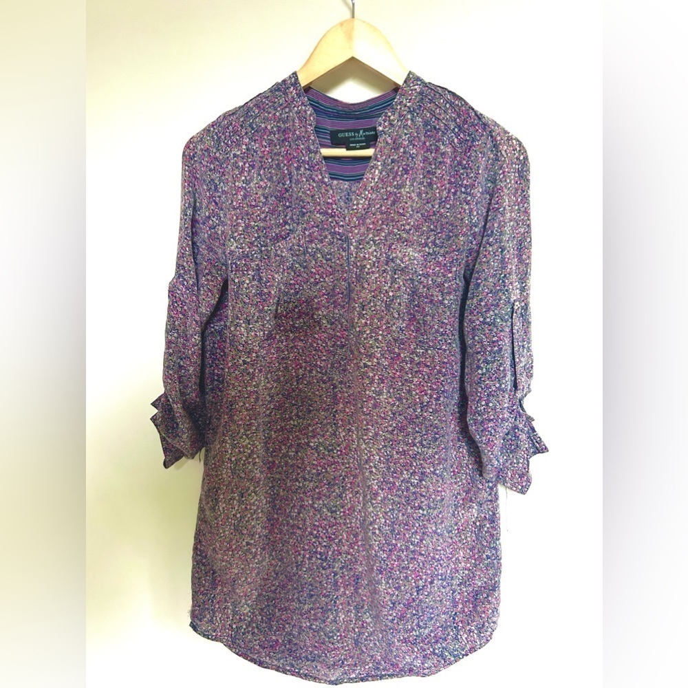 Guess by Marciano silk  Floral dress  Tunic
Long Sleeve mini